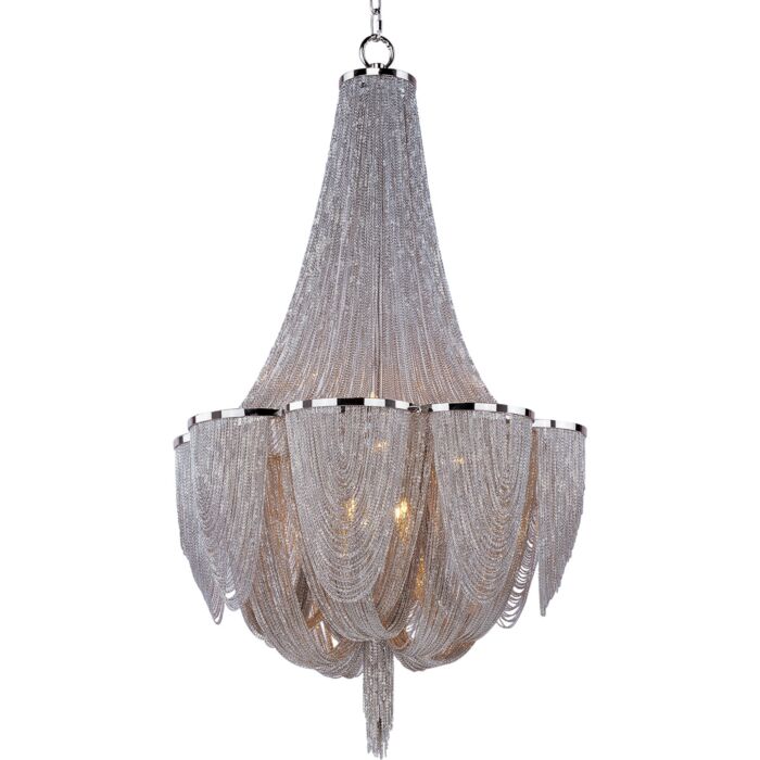 Maxim Chantilly 10 Light Chandelier in Polished Nickel