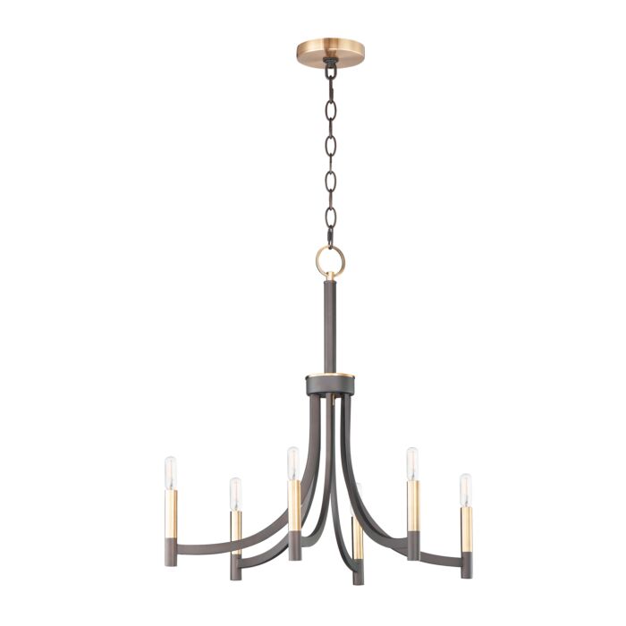 Maxim Lyndon 6 Light Transitional Chandelier in Bronze and Antique Brass