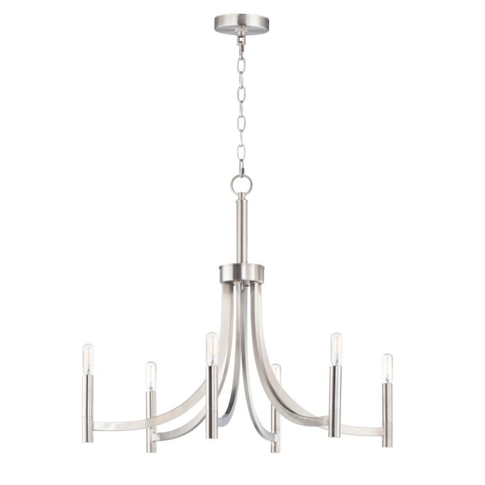 Maxim Lyndon 6 Light Transitional Chandelier in Satin Nickel