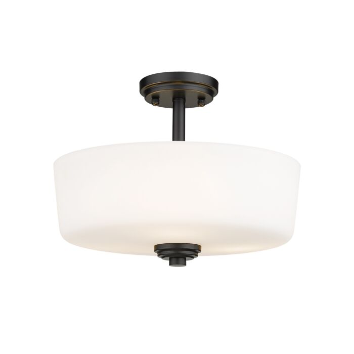 Z Lite Arlington 3 Light Semi Flush Mount Ceiling Light In Matte Black