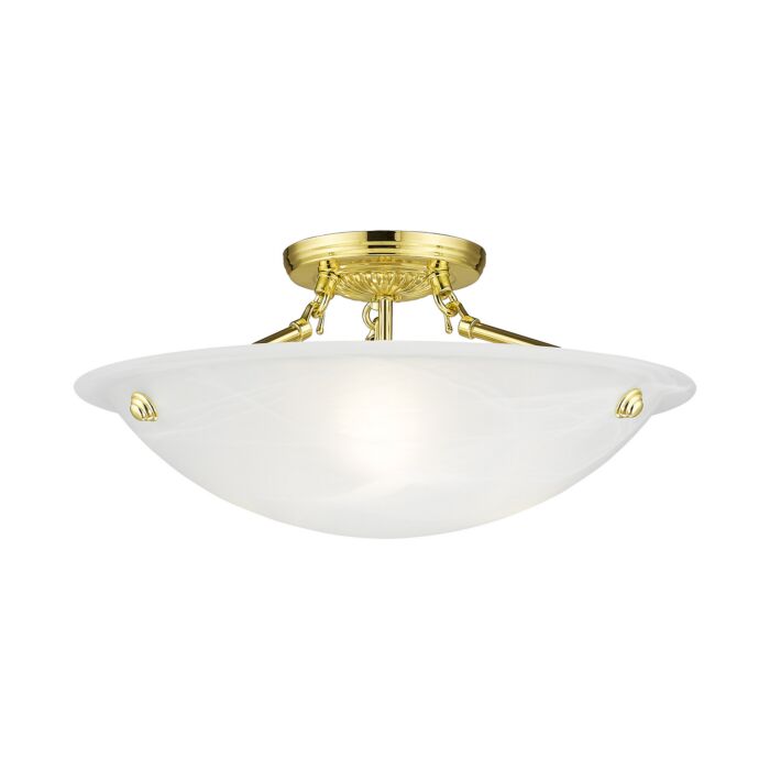 Oasis 3-Light Ceiling Mount in Polished Brass