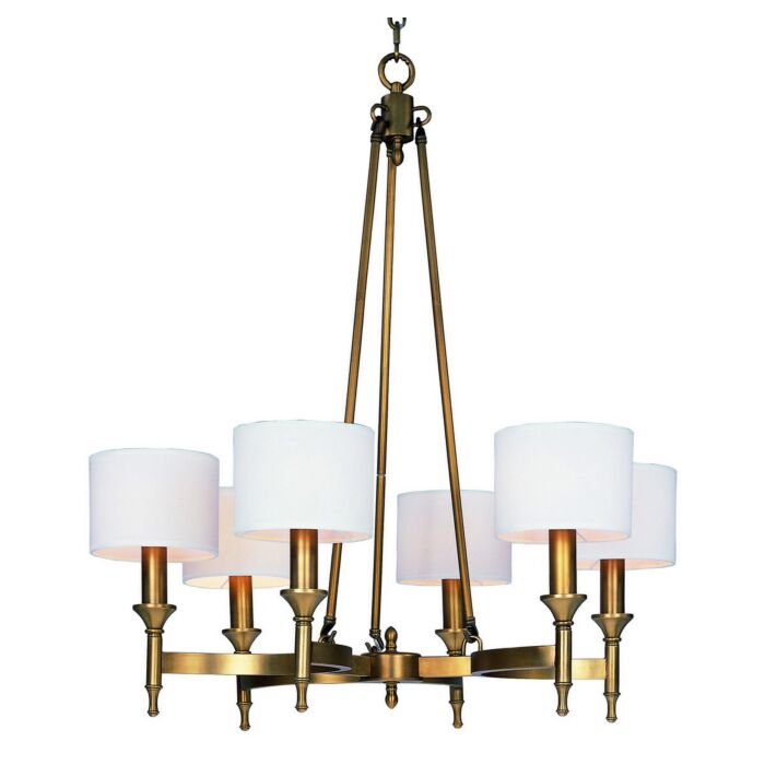 Maxim Lighting Fairmont 30 Inch 6 Light Chandelier in Natural Aged Brass