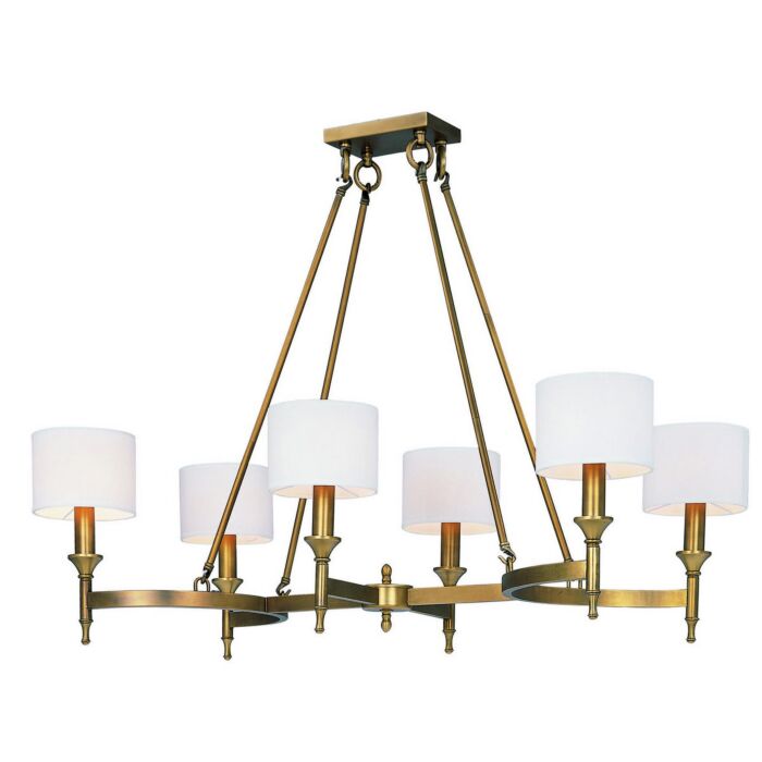 Maxim Lighting Fairmont 41 Inch 6 Light Chandelier in Natural Aged Brass
