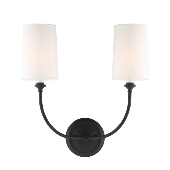 Crystorama Sylvan 2 Light Wall Sconce in Black Forged
