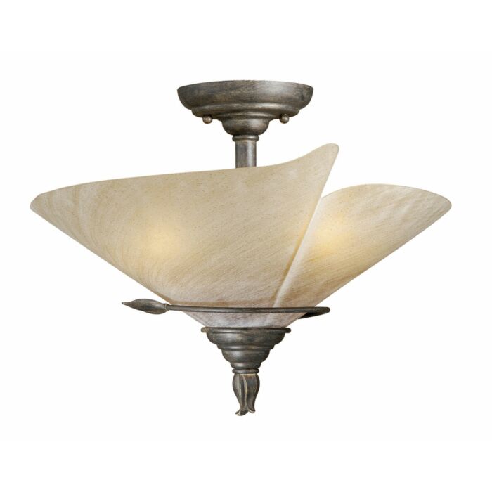 Capri 3-Light Semi-Flush Mount in Black Walnut