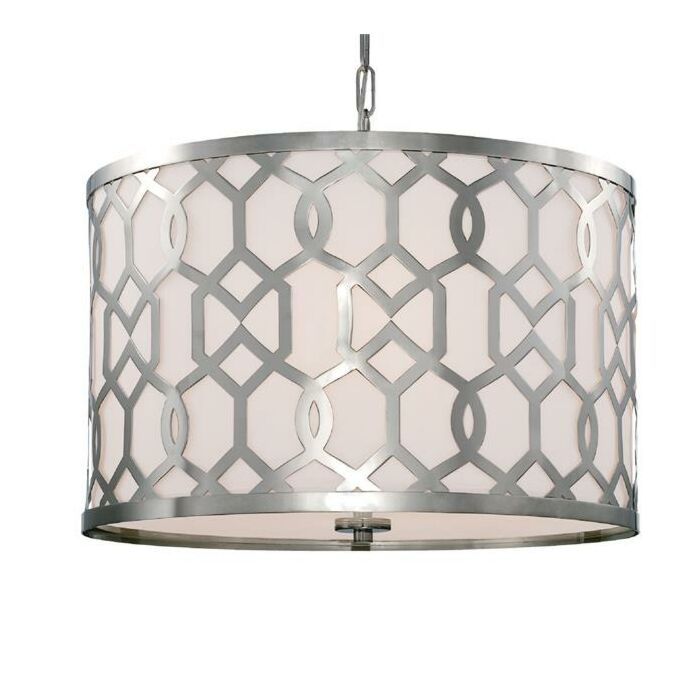 Libby Langdon for Crystorama Jennings 24 Inch Drum Chandelier in Polished Nickel