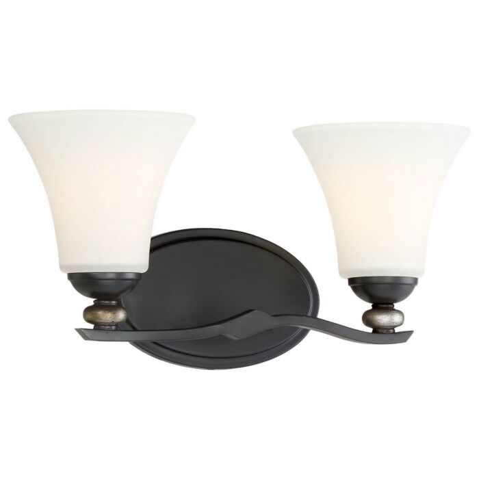 Minka Lavery Shadowglen 2 Light Bathroom Vanity Light in Lathan Bronze with Gold Highlights