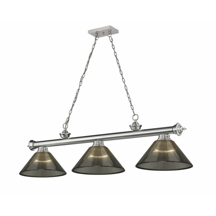 Z Lite Cordon 3 Light Linear Pendant Light In Brushed Nickel