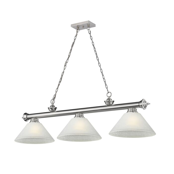 Z Lite Cordon 3 Light Linear Pendant Light In Brushed Nickel
