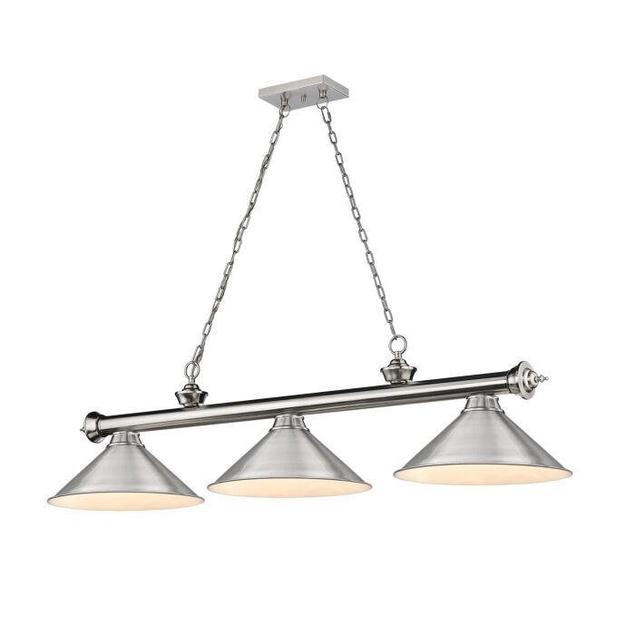 Z Lite Cordon 3 Light Linear Pendant Light In Brushed Nickel