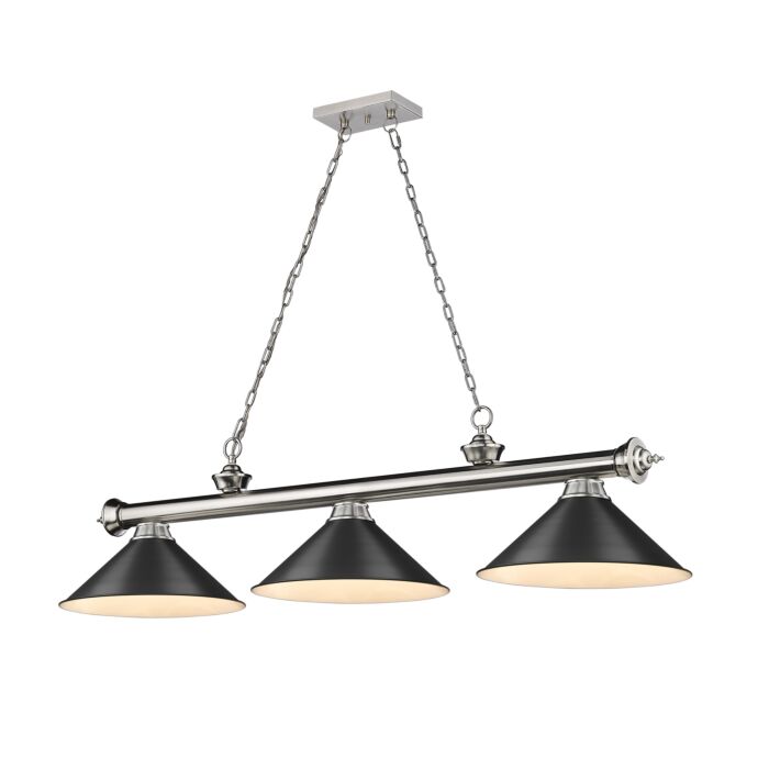 Z Lite Cordon 3 Light Linear Pendant Light In Brushed Nickel