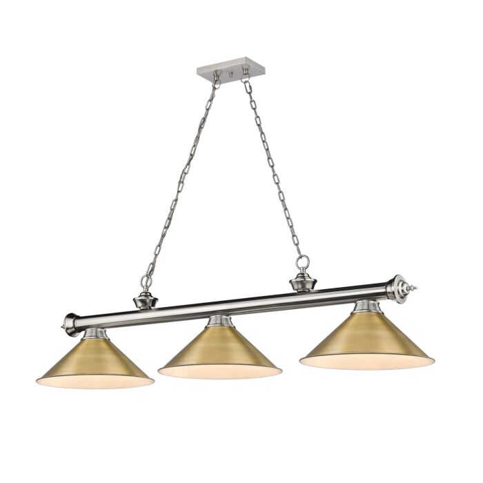 Z Lite Cordon 3 Light Linear Pendant Light In Brushed Nickel