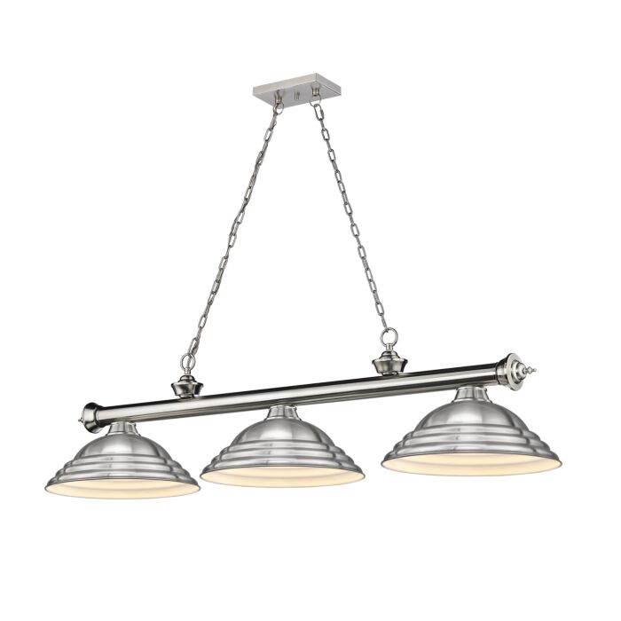 Z Lite Cordon 3 Light Linear Pendant Light In Brushed Nickel