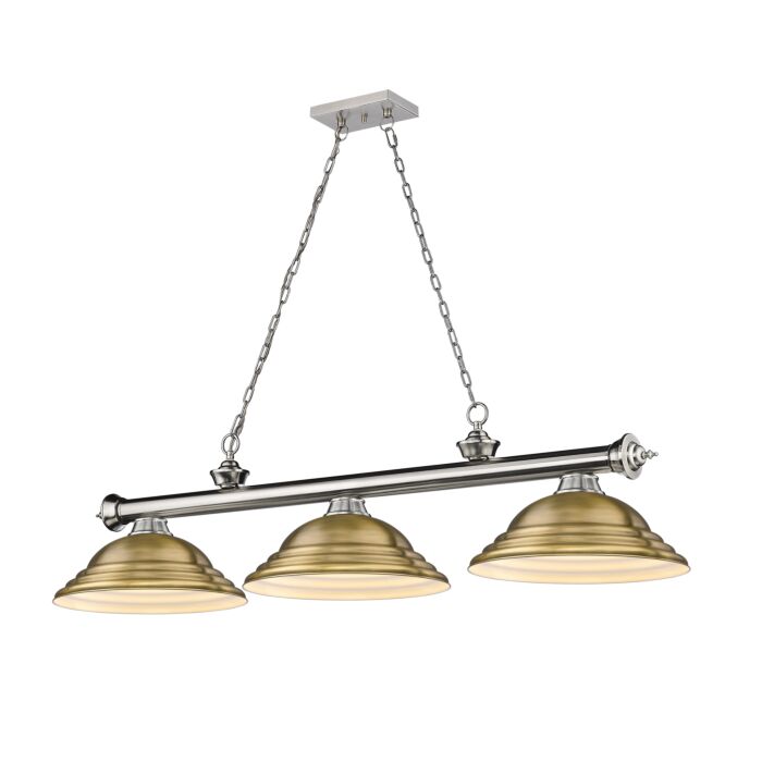 Z Lite Cordon 3 Light Linear Pendant Light In Brushed Nickel