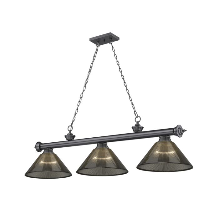 Z Lite Cordon 3 Light Linear Pendant Light In Bronze Plate