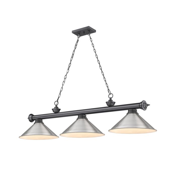 Z Lite Cordon 3 Light Linear Pendant Light In Bronze Plate