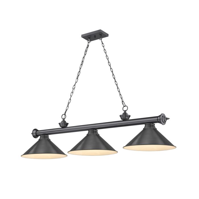 Z Lite Cordon 3 Light Linear Pendant Light In Bronze Plate