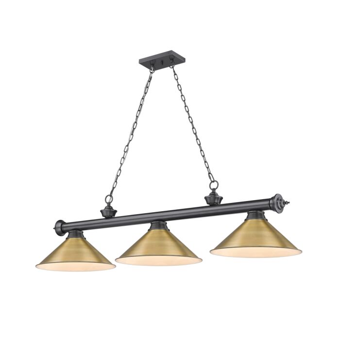 Z Lite Cordon 3 Light Linear Pendant Light In Bronze Plate