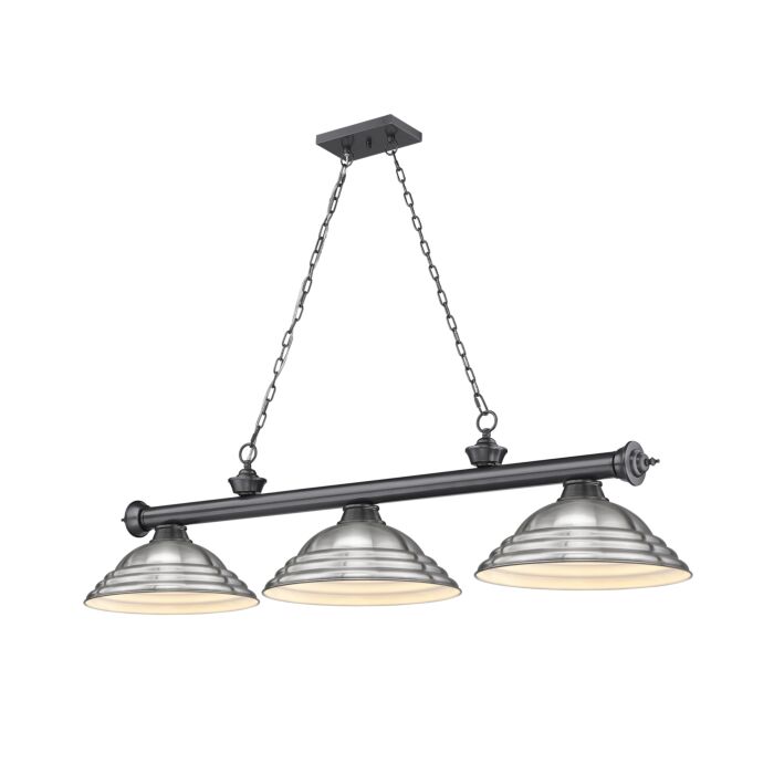 Z Lite Cordon 3 Light Linear Pendant Light In Bronze Plate