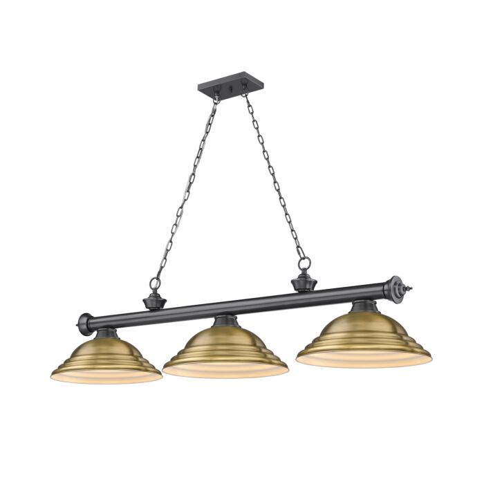 Z Lite Cordon 3 Light Linear Pendant Light In Bronze Plate