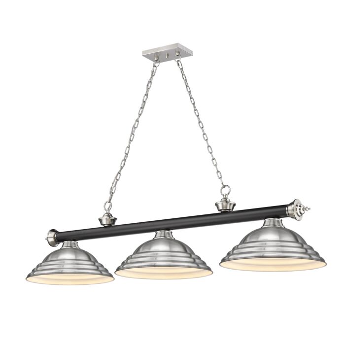 Z Lite Cordon 3 Light Linear Pendant Light In Matte Black With Brushed Nickel