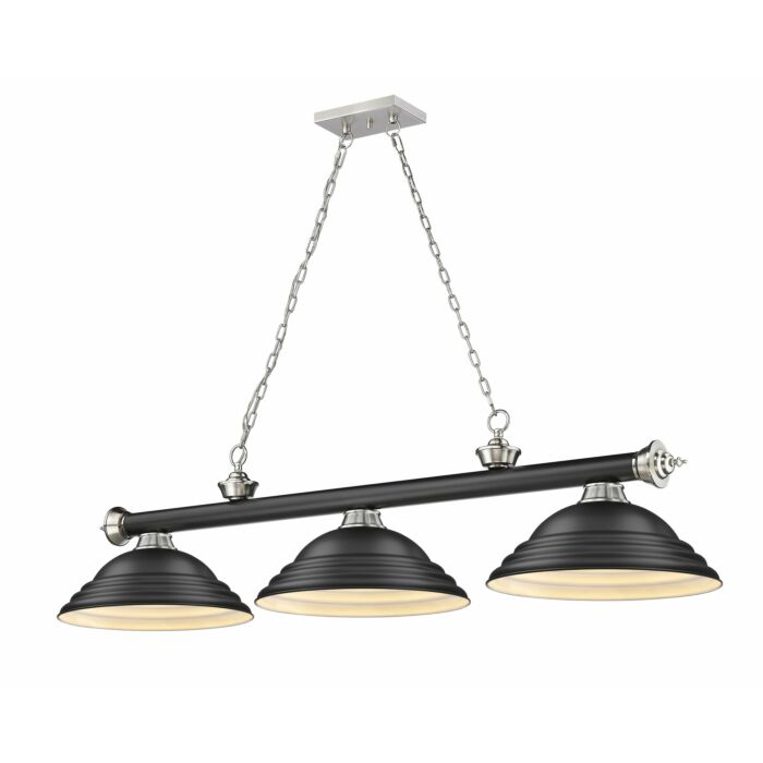 Z Lite Cordon 3 Light Linear Pendant Light In Matte Black With Brushed Nickel
