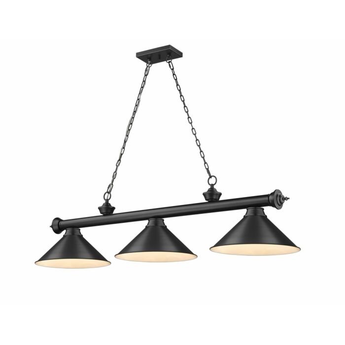 Z Lite Cordon 3 Light Linear Pendant Light In Matte Black