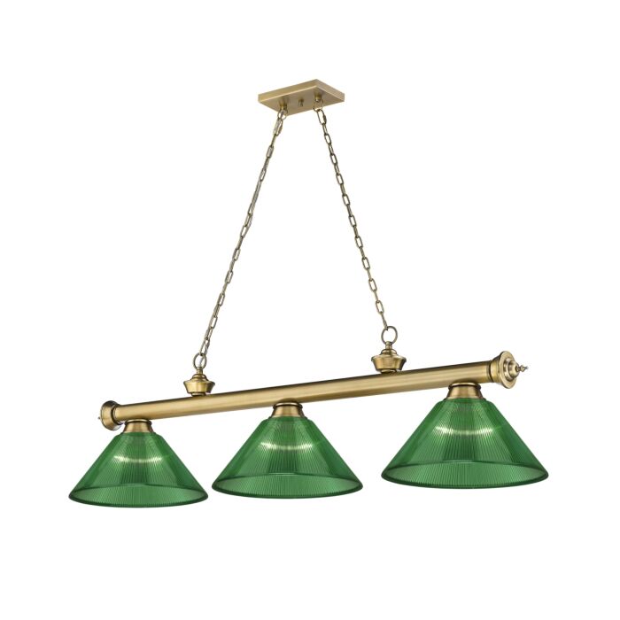 Z Lite Cordon 3 Light Linear Pendant Light In Rubbed Brass