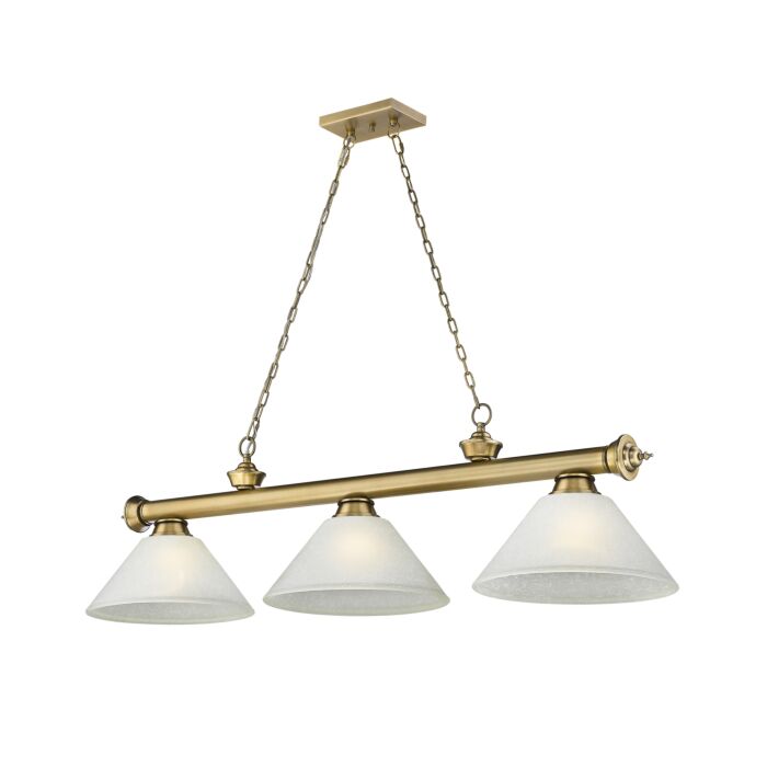 Z Lite Cordon 3 Light Linear Pendant Light In Rubbed Brass