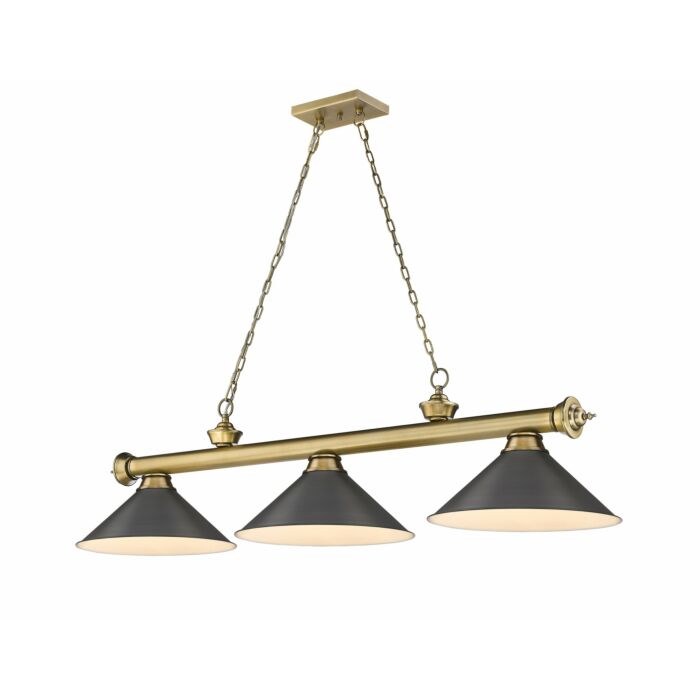 Z Lite Cordon 3 Light Linear Pendant Light In Rubbed Brass