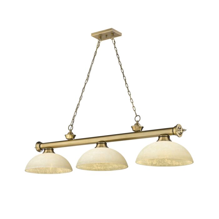 Z Lite Cordon 3 Light Linear Pendant Light In Rubbed Brass
