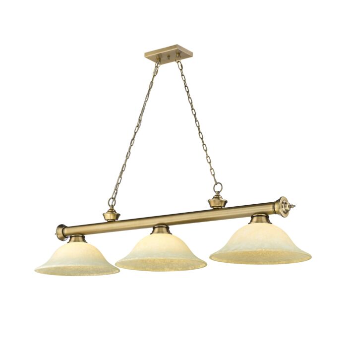 Z Lite Cordon 3 Light Linear Pendant Light In Rubbed Brass