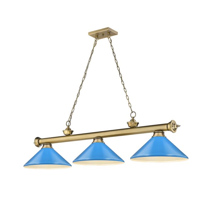 Z Lite Cordon 3 Light Linear Pendant Light In Rubbed Brass