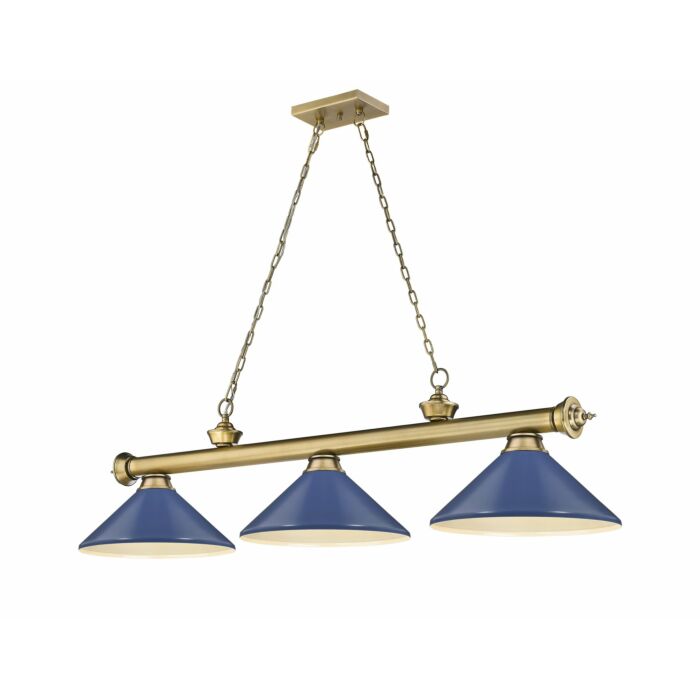 Z Lite Cordon 3 Light Linear Pendant Light In Rubbed Brass
