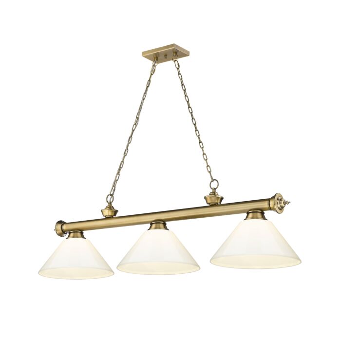 Z Lite Cordon 3 Light Linear Pendant Light In Rubbed Brass