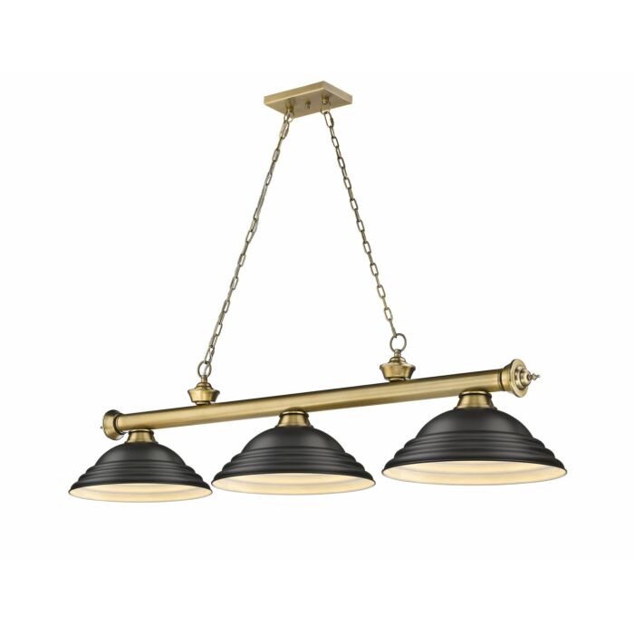 Z Lite Cordon 3 Light Linear Pendant Light In Rubbed Brass