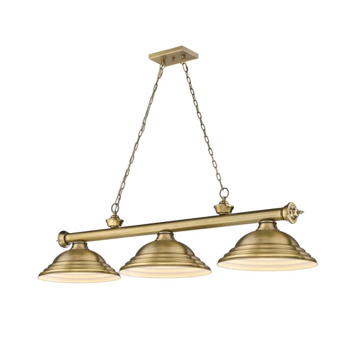 Z Lite Cordon 3 Light Linear Pendant Light In Rubbed Brass