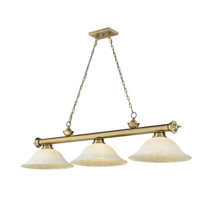 Z Lite Cordon 3 Light Linear Pendant Light In Rubbed Brass