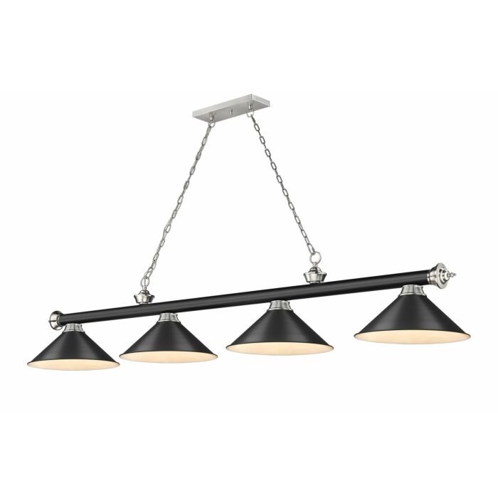 Z Lite Cordon 4 Light Linear Pendant Light In Matte Black With Brushed Nickel