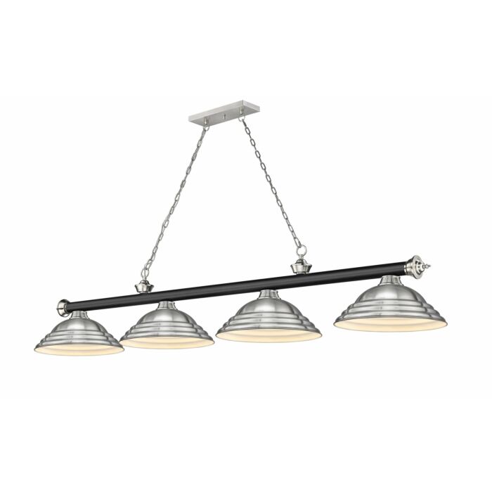 Z Lite Cordon 4 Light Linear Pendant Light In Matte Black With Brushed Nickel
