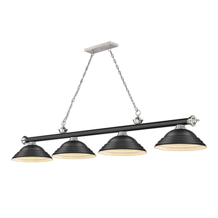 Z Lite Cordon 4 Light Linear Pendant Light In Matte Black With Brushed Nickel