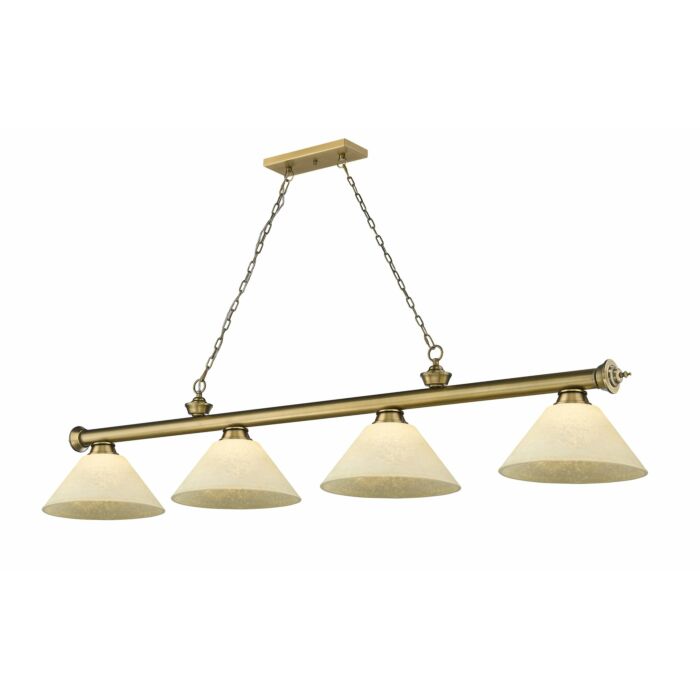 Z Lite Cordon 4 Light Linear Pendant Light In Rubbed Brass