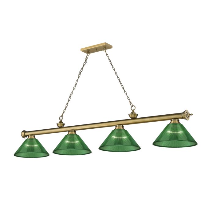 Z Lite Cordon 4 Light Linear Pendant Light In Rubbed Brass