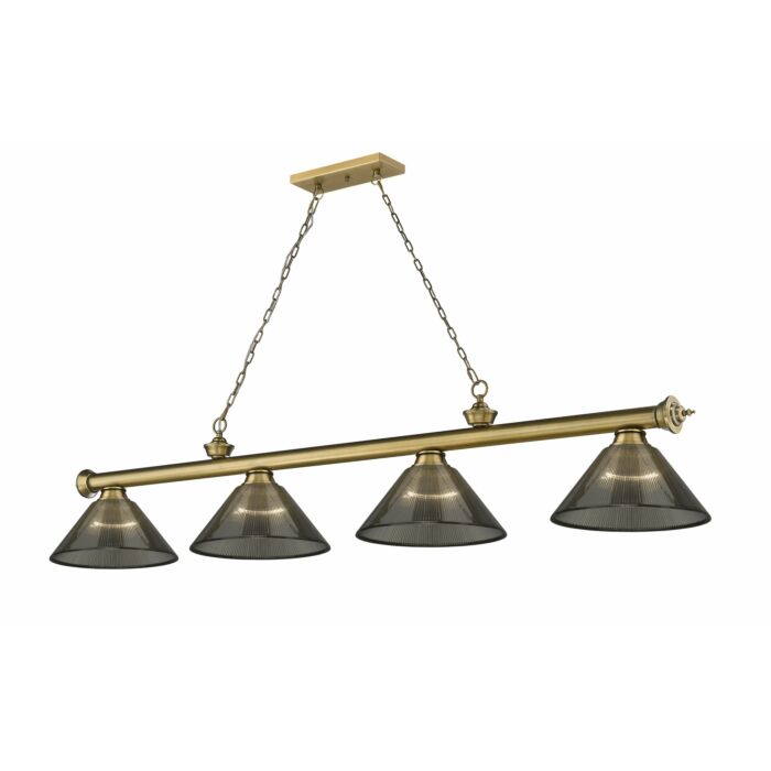 Z Lite Cordon 4 Light Linear Pendant Light In Rubbed Brass