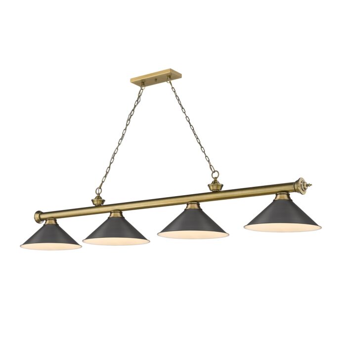 Z Lite Cordon 4 Light Linear Pendant Light In Rubbed Brass