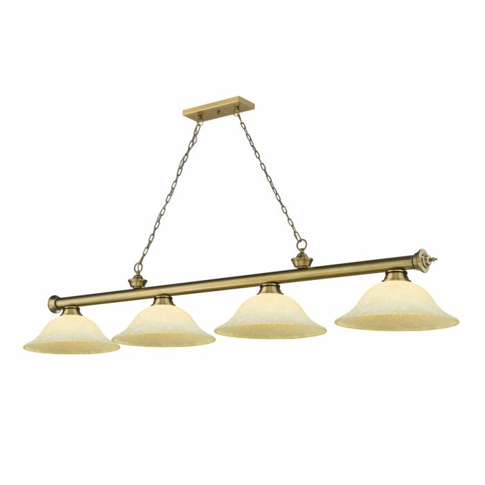 Z Lite Cordon 4 Light Linear Pendant Light In Rubbed Brass