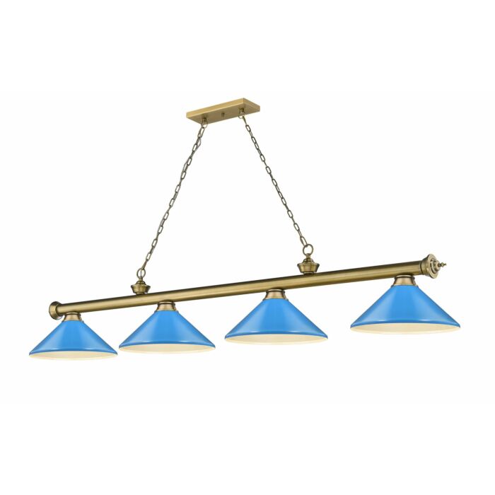 Z Lite Cordon 4 Light Linear Pendant Light In Rubbed Brass