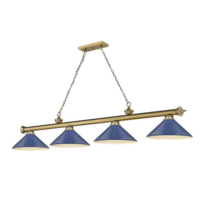 Z Lite Cordon 4 Light Linear Pendant Light In Rubbed Brass