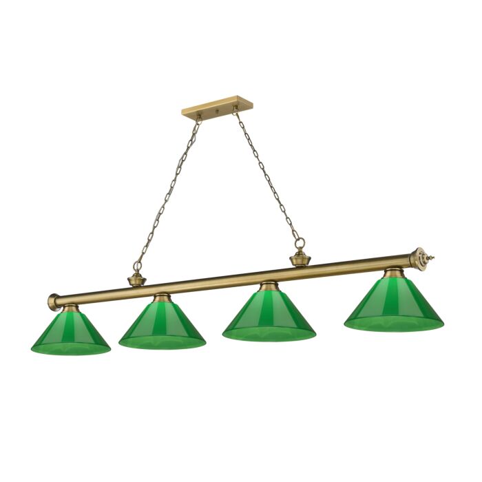 Z Lite Cordon 4 Light Linear Pendant Light In Rubbed Brass