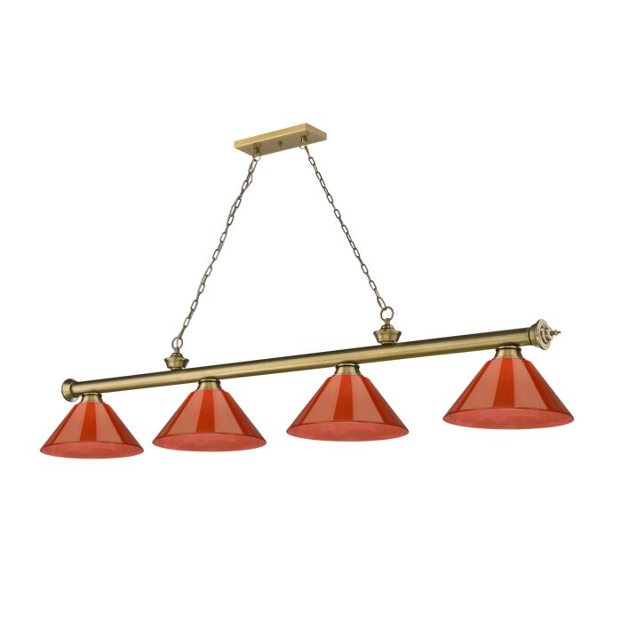 Z Lite Cordon 4 Light Linear Pendant Light In Rubbed Brass